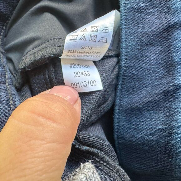 Spanx Jean-ish Capri Crop Jeggings Leggings Shaping Dark Wash 20018R Large EUC - Picture 7 of 12